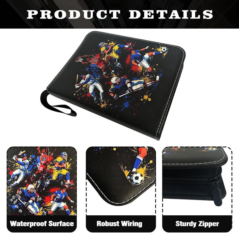 Rmannke 400 Pockets Sports Card Binder Sleeves for Trading Cards, Carrying Case with Sports Card Sleeves Album Holder Protectors for Football Baseball Cards - Image 3